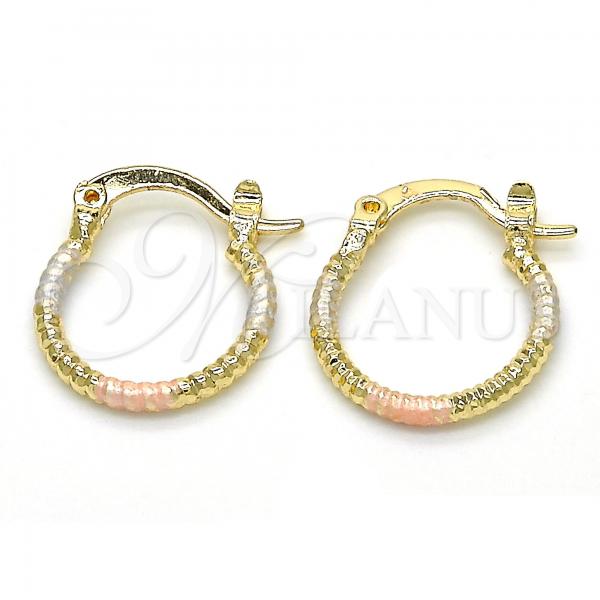 Oro Laminado Small Hoop, Gold Filled Style Diamond Cutting Finish, Tricolor, 02.96.0083.2.15