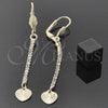 Oro Laminado Long Earring, Gold Filled Style Heart Design, with White Cubic Zirconia, Diamond Cutting Finish, Golden Finish, 5.074.008