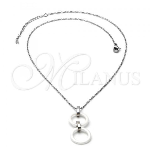 Stainless Steel Pendant Necklace, Steel Finish, 04.113.0016