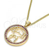 Oro Laminado Pendant Necklace, Gold Filled Style Little Girl Design, with Ruby Micro Pave, Polished, Golden Finish, 04.156.0105.2.20