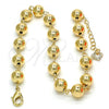 Oro Laminado Fancy Anklet, Gold Filled Style Ball Design, Polished, Golden Finish, 03.93.0011.10