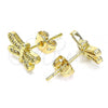 Oro Laminado Stud Earring, Gold Filled Style Dragon-Fly Design, with White Micro Pave, Polished, Golden Finish, 02.342.0076