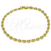 Oro Laminado Fancy Anklet, Gold Filled Style Puff Mariner Design, Polished, Golden Finish, 04.326.0006.10