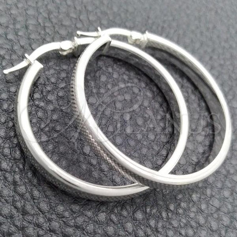 Sterling Silver Medium Hoop, Diamond Cutting Finish, Silver Finish, 02.389.0169.30