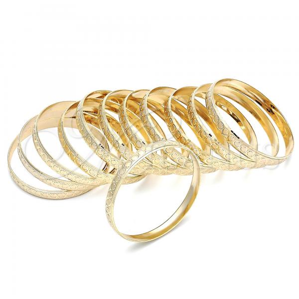 Gold Plated Dozen Bangle, Diamond Cutting Finish, Golden Finish, 03.08.0142.03