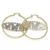 Oro Laminado Large Hoop, Gold Filled Style Butterfly Design, Diamond Cutting Finish, Tricolor, 02.380.0092.50