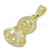 Oro Laminado Religious Pendant, Gold Filled Style Sagrado Corazon de Jesus Design, Polished, Golden Finish, 05.351.0138.1