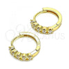 Oro Laminado Huggie Hoop, Gold Filled Style with White Cubic Zirconia, Polished, Golden Finish, 02.210.0550.15
