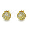Oro Laminado Stud Earring, Gold Filled Style with White Micro Pave, Polished, Golden Finish, 02.342.0129