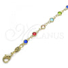 Oro Laminado Fancy Anklet, Gold Filled Style with Multicolor Cubic Zirconia, Polished, Golden Finish, 03.326.0004.10