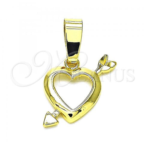 Oro Laminado Fancy Pendant, Gold Filled Style Heart Design, Polished, Golden Finish, 5.181.043