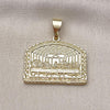 Oro Laminado Religious Pendant, Gold Filled Style Diamond Cutting Finish, Golden Finish, 05.120.0095