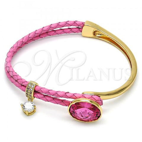 Oro Laminado Individual Bangle, Gold Filled Style with Rose Swarovski Crystals and White Micro Pave, Polished, Golden Finish, 07.239.0001.10 (03 MM Thickness, One size fits all)