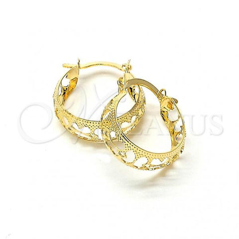 Oro Laminado Small Hoop, Gold Filled Style Butterfly and Heart Design, Matte Finish, Golden Finish, 02.32.0223