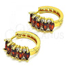 Oro Laminado Huggie Hoop, Gold Filled Style with Garnet and White Cubic Zirconia, Polished, Golden Finish, 02.210.0722.2.15
