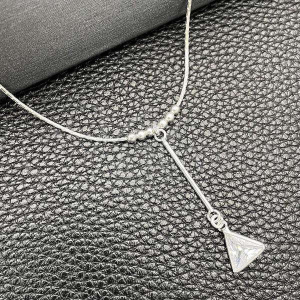 Sterling Silver Fancy Necklace, Snake  and Ball Design, with White Cubic Zirconia, Polished, Silver Finish, 04.402.0009.18