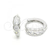 Sterling Silver Huggie Hoop, with White Cubic Zirconia, Polished, Rhodium Finish, 02.332.0077.13