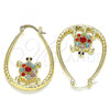 Oro Laminado Medium Hoop, Gold Filled Style Turtle Design, with Multicolor Crystal, Diamond Cutting Finish, Golden Finish, 02.380.0061.1.30