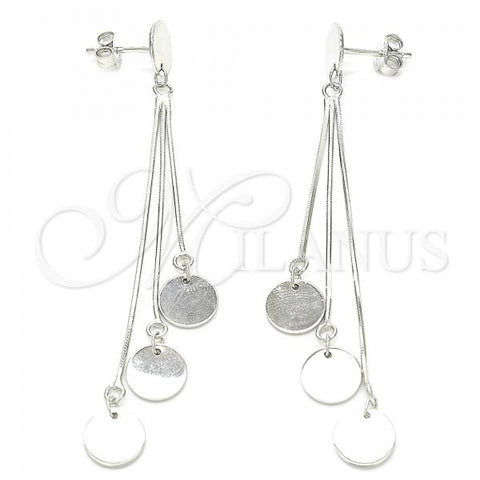 Sterling Silver Long Earring, Polished, Rhodium Finish, 02.186.0196