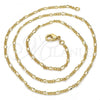Oro Laminado Basic Necklace, Gold Filled Style Figaro Concave Design, Polished, Golden Finish, 04.213.0069.18