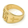 Oro Laminado Mens Ring, Gold Filled Style Crucifix Design, with White Cubic Zirconia, Polished, Golden Finish, 01.283.0001.12 (Size 12)