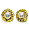 Oro Laminado Stud Earring, Gold Filled Style with Ivory Mother of Pearl, Polished, Golden Finish, 02.282.0044