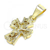 Oro Laminado Religious Pendant, Gold Filled Style Crucifix Design, Polished, Golden Finish, 05.163.0094