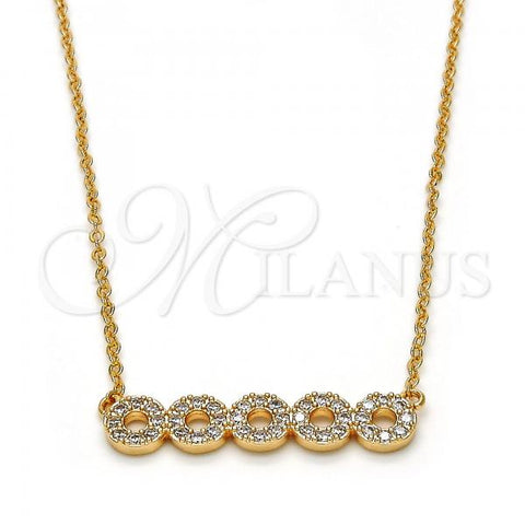 Oro Laminado Pendant Necklace, Gold Filled Style with White Cubic Zirconia, Polished, Golden Finish, 04.213.0048.16
