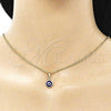Oro Laminado Fancy Pendant, Gold Filled Style Evil Eye Design, Blue Resin Finish, Golden Finish, 05.63.1162