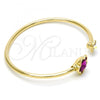 Oro Laminado Individual Bangle, Gold Filled Style Flower Design, with Fuchsia and Aurore Boreale Swarovski Crystals, Polished, Golden Finish, 07.239.0011.10 (02 MM Thickness, One size fits all)