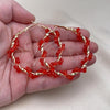 Oro Laminado Large Hoop, Gold Filled Style with Orange Red Crystal, Polished, Golden Finish, 02.196.0114.1.50