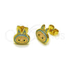 Oro Laminado Stud Earring, Gold Filled Style Turquoise Enamel Finish, Golden Finish, 02.156.0735.1