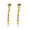 Oro Laminado Stud Earring, Gold Filled Style with White Micro Pave, Polished, Golden Finish, 02.210.0744
