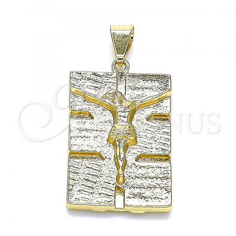 Oro Laminado Fancy Pendant, Gold Filled Style Jesus Design, Polished, Golden Finish, 05.213.0128