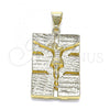 Oro Laminado Fancy Pendant, Gold Filled Style Jesus Design, Polished, Golden Finish, 05.213.0128