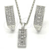 Rhodium Plated Earring and Pendant Adult Set, with White Cubic Zirconia, Polished, Rhodium Finish, 10.217.0024