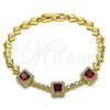 Oro Laminado Fancy Bracelet, Gold Filled Style with Garnet and White Cubic Zirconia, Polished, Golden Finish, 03.283.0307.2.07