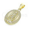 Oro Laminado Religious Pendant, Gold Filled Style Guadalupe Design, Polished, Golden Finish, 05.213.0130