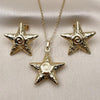Oro Laminado Earring and Pendant Adult Set, Gold Filled Style Star Design, Polished, Golden Finish, 10.282.0011