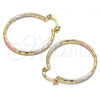 Oro Laminado Medium Hoop, Gold Filled Style Diamond Cutting Finish, Tricolor, 02.170.0295.30