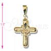 Oro Laminado Religious Pendant, Gold Filled Style Buffalo Design, Golden Finish, 05.32.0025