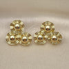 Oro Laminado Stud Earring, Gold Filled Style Sun and Flower Design, Diamond Cutting Finish, Golden Finish, 02.213.0673