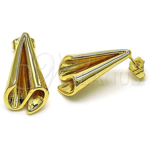 Oro Laminado Stud Earring, Gold Filled Style Chunky Design, Polished, Golden Finish, 02.163.0284