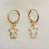 Oro Laminado Dangle Earring, Gold Filled Style Little Girl Design, with White Micro Pave, Polished, Golden Finish, 02.253.0061