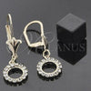 Oro Laminado Dangle Earring, Gold Filled Style Flower Design, with White Cubic Zirconia, Polished, Golden Finish, 095.008.1