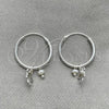Sterling Silver Small Hoop, Flower Design, with Ivory Pearl, Polished, Silver Finish, 02.402.0051.15