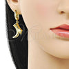Oro Laminado Dangle Earring, Gold Filled Style Shoes Design, Polished, Golden Finish, 02.341.0253