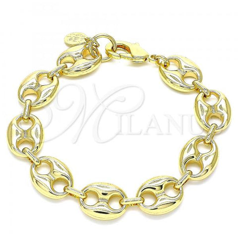 Oro Laminado Basic Bracelet, Gold Filled Style Puff Mariner Design, Polished, Golden Finish, 04.63.1411.08