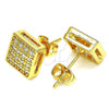 Oro Laminado Stud Earring, Gold Filled Style with White Cubic Zirconia, Polished, Golden Finish, 02.342.0028