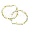 Oro Laminado Medium Hoop, Gold Filled Style Diamond Cutting Finish, Tricolor, 02.213.0156.1.40